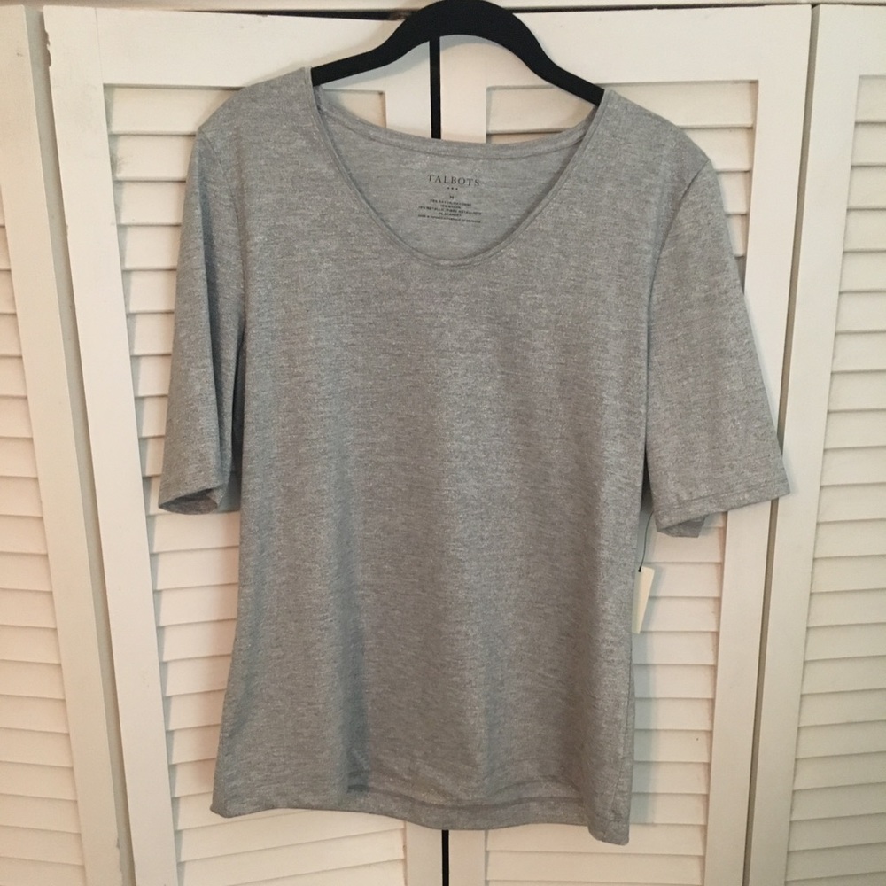 Talbots Silver Stretchy T-Shirt Size M